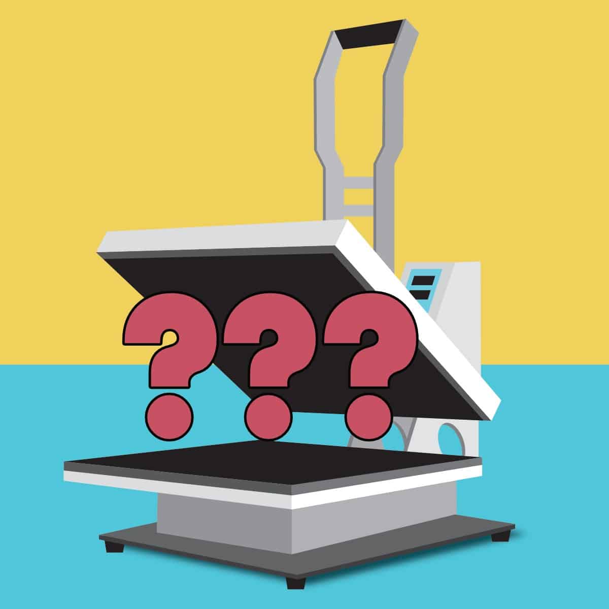 heat press illustration on a blue and yellow background