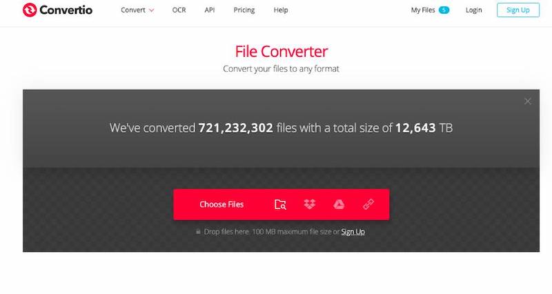 screengrab of convertio.co homepage