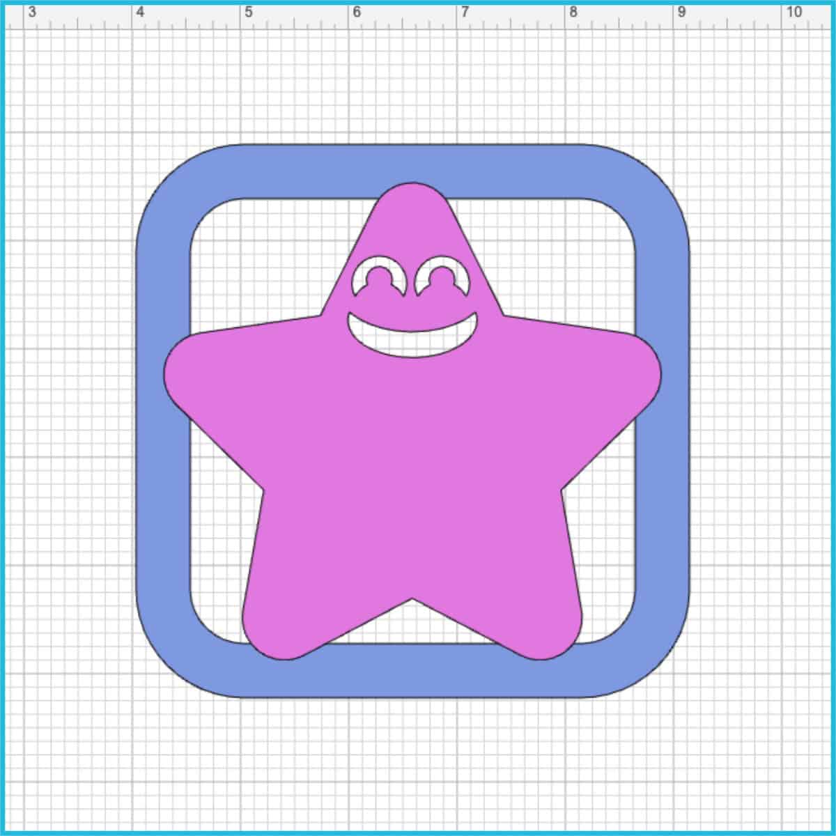 how to make round corners with the offset tool in Cricut Design Space feature image, featuring a mauve cartoon starfish inside a purple rounded corner frame