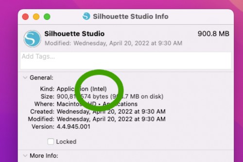 Silhouette Studio for Mac is an Intel app and requires the Rosetta 2 admin app to work with M1 computers
