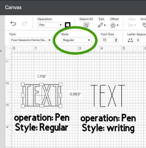 regual font settings vs writing fonts settings