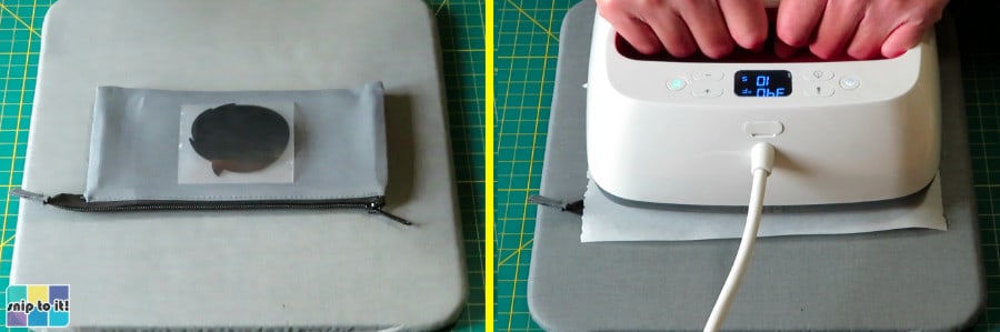 setup and pressing of the first decal layer - black stripflock pro, 10 s press