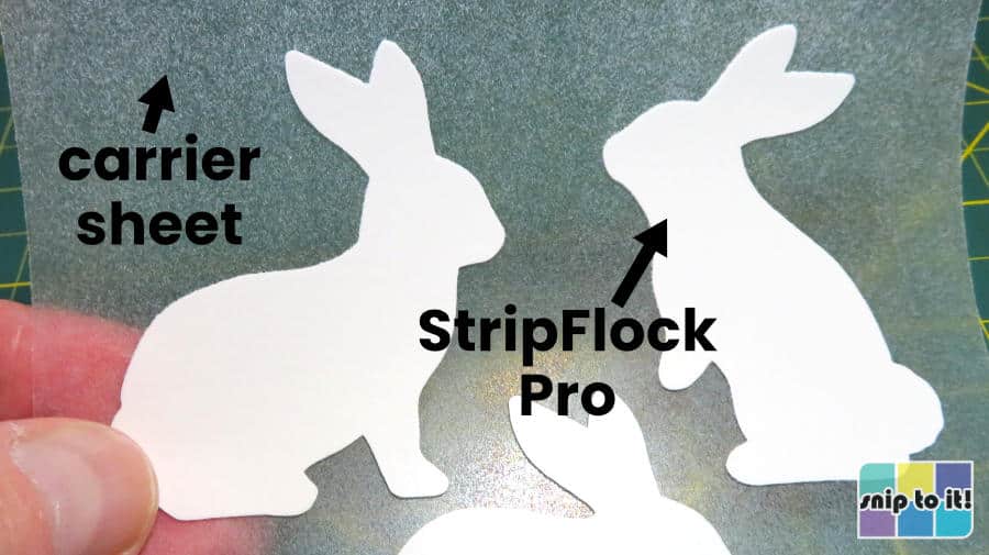 weeded StripFlock Pro showing cloudy carrier sheet covered in fiber debris