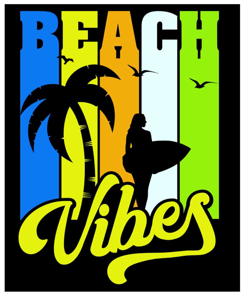 Beach Vibes SVG used for neon glow in the dark puff htv shirt