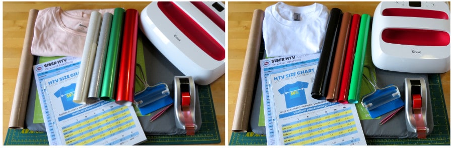 heat transfer materials and tools used to make wavy stacked text t-shirts