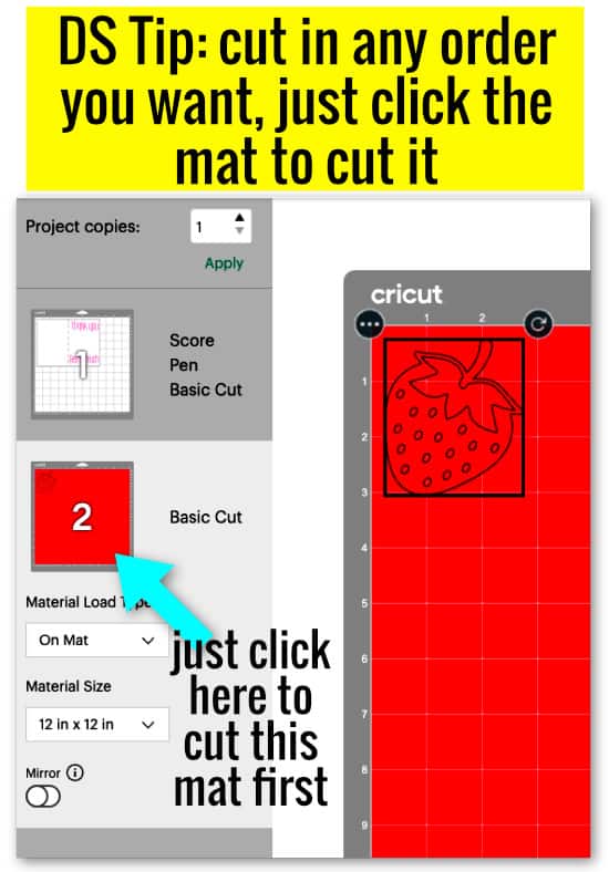 how to change the mat cutting order in the mat preview screen