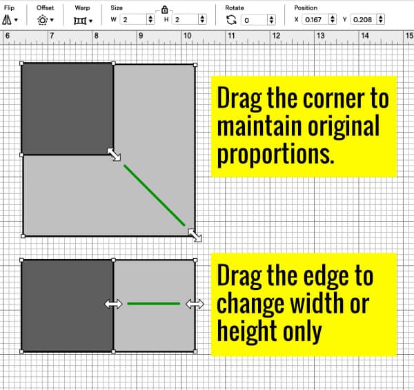 screenshot showing how to resize images while maintaining original proportions and also stretching in one direction