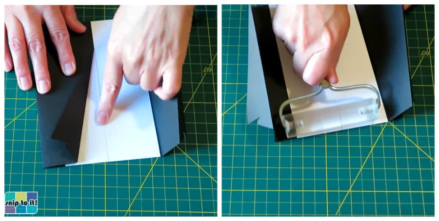 photo of adding the placket to the tuxedo envelope