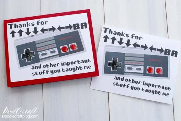 nintendo themed father's day card from doodlecraft blog