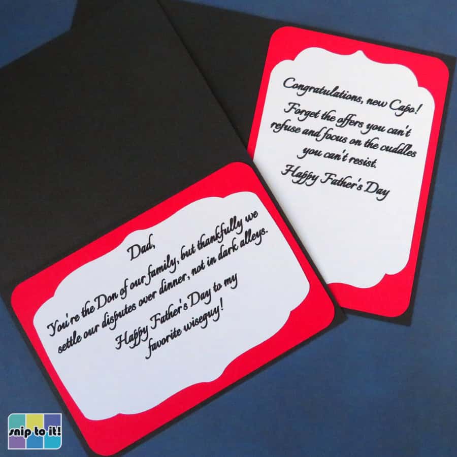 photo of opened Goodfather cards, showing the sentiments inside
