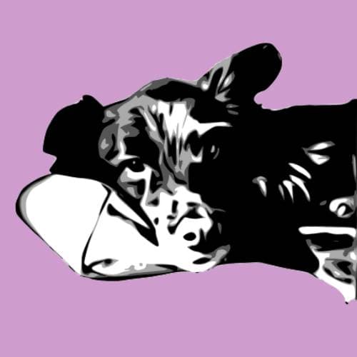 sample of a 4 layer vector image of a reclining dog derived from a 72 dpi resolution image