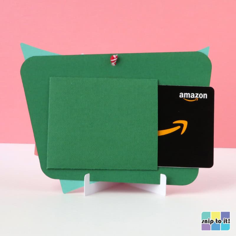 back of vintage style gift card holder showing pocket for gift card