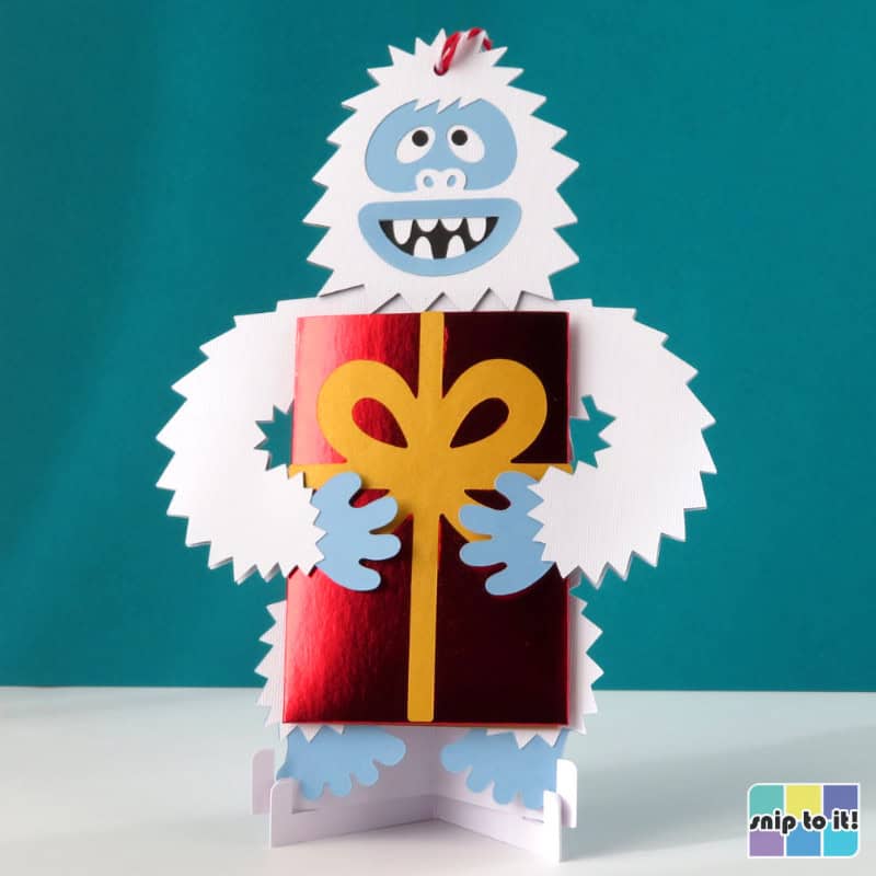 Rob & Bob yeti gift card holder ornament made using Cricut Design Space project file