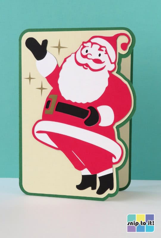 example of a side edge christmas card made using the Design space offset tool in combination with the Slice and weld tools in Design Space.