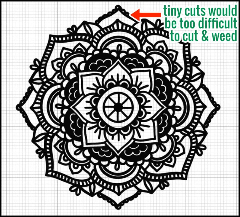 screenshot of mandala image showing tiny cut details
