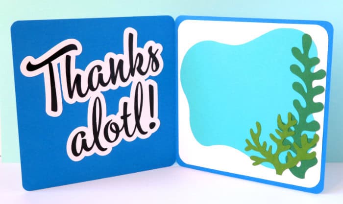 image showing the finished interior of the axolotl greeting card