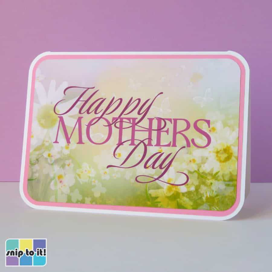 mother's day card featuring Happy MOTHERS Day in intertwined text design, created as a print then cut image