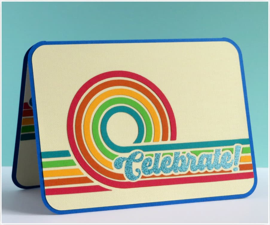 photo of front of completed retro roller rink birthday card
