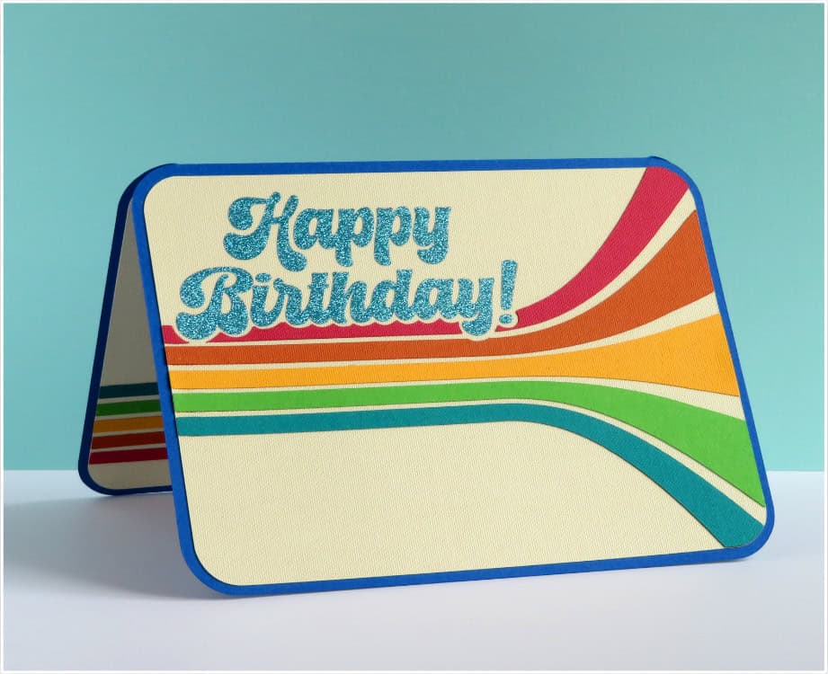 photo of completed inside panel of retro roller rink birthday card