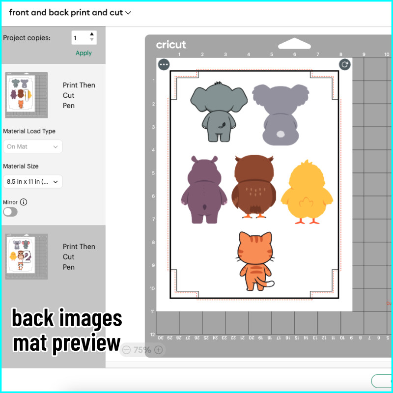 double sided print then cut mat preview: back images