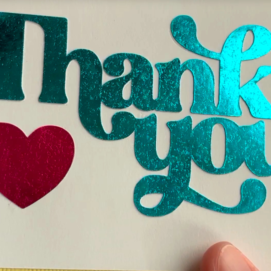 photo of foiled lettering showing texture and vintage look of foiled adhesive