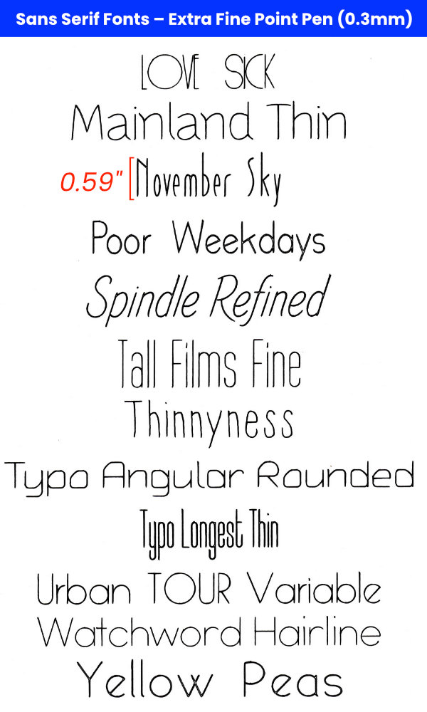 scanned image of thin sans serif fonts written with an extra fine point Cricut Pen (2 of 2)