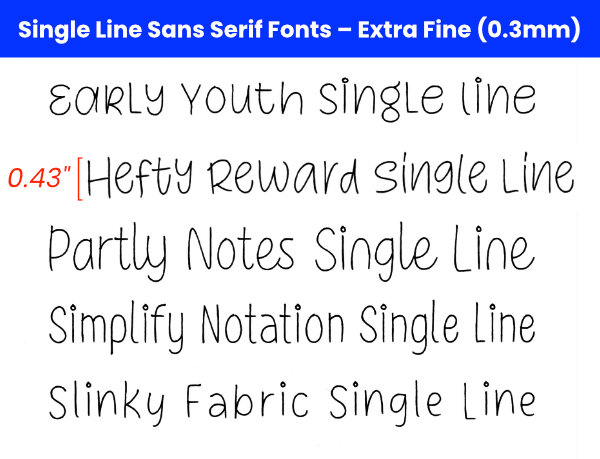 scanned image of single line sans serif fonts written with an extra fine point Cricut Pen