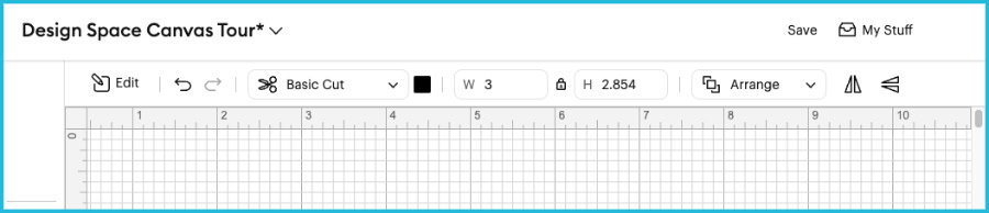 screenshot of the basic Edit bar that appears at the top of the cricut design space Canvas