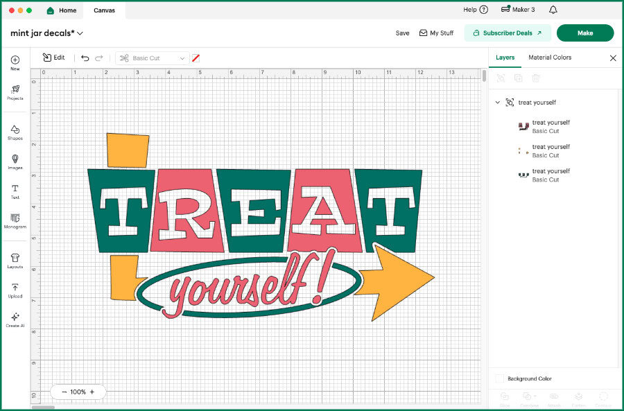 screenshot of design space canvas showing a mid century candy jar design