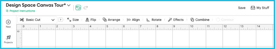 screenshot of the basic Edit bar that appears at the top of the cricut design space Canvas